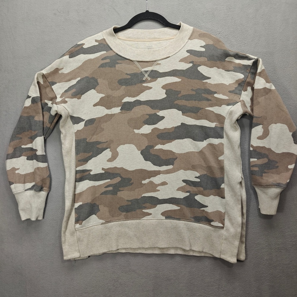 Aerie Camo Sweatshirt Women Small Side Slit Oversized Gorpcore Grunge Streetwear